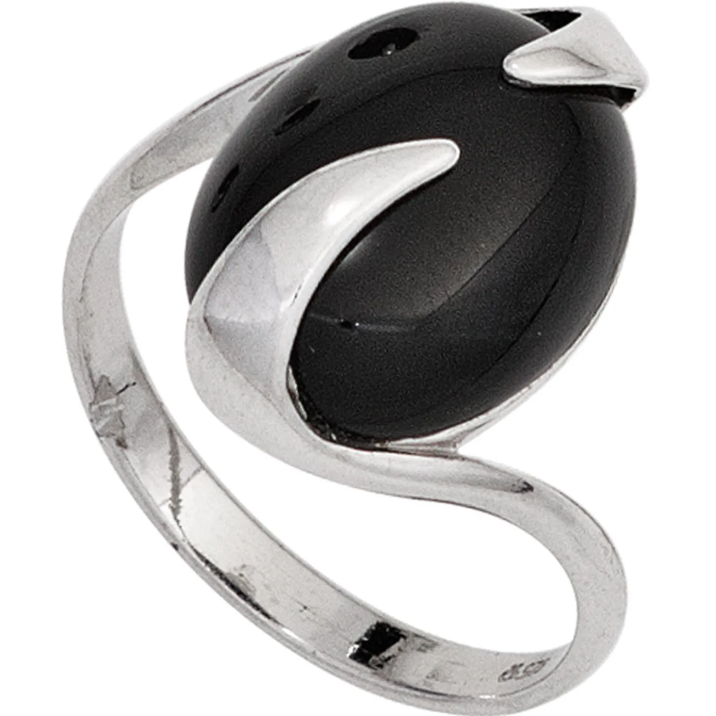Ring Damenring aus 925 Silber Edelstein Onyx oval glatt glänzend Damen