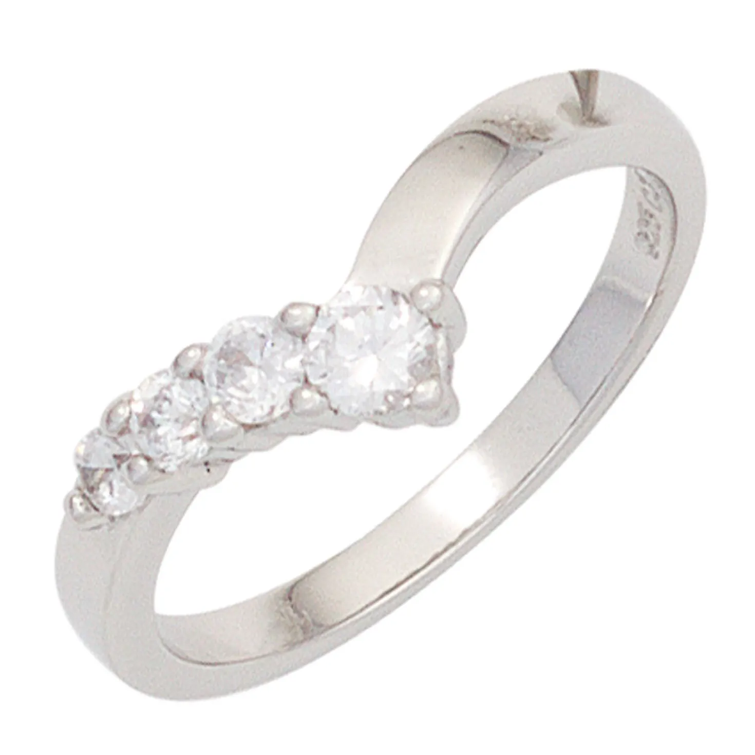 Ring Damenring aus 925 Silber glänzend 4 Zirkonia weiß Silberring