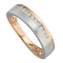 Ring Damenring 8 Diamanten 0.1Ct W/SI Brillanten 585 Gold rot weiß bicolor