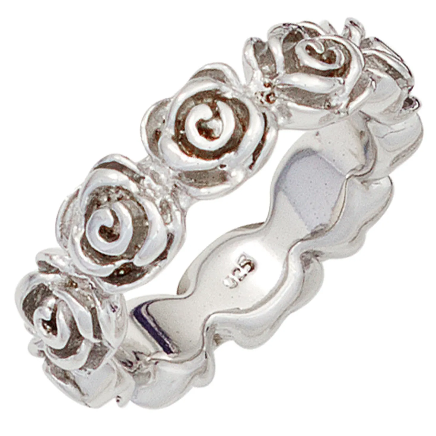 Ring Damenring mit Blumen Rosen 925 Silber rhodiniert Silberring