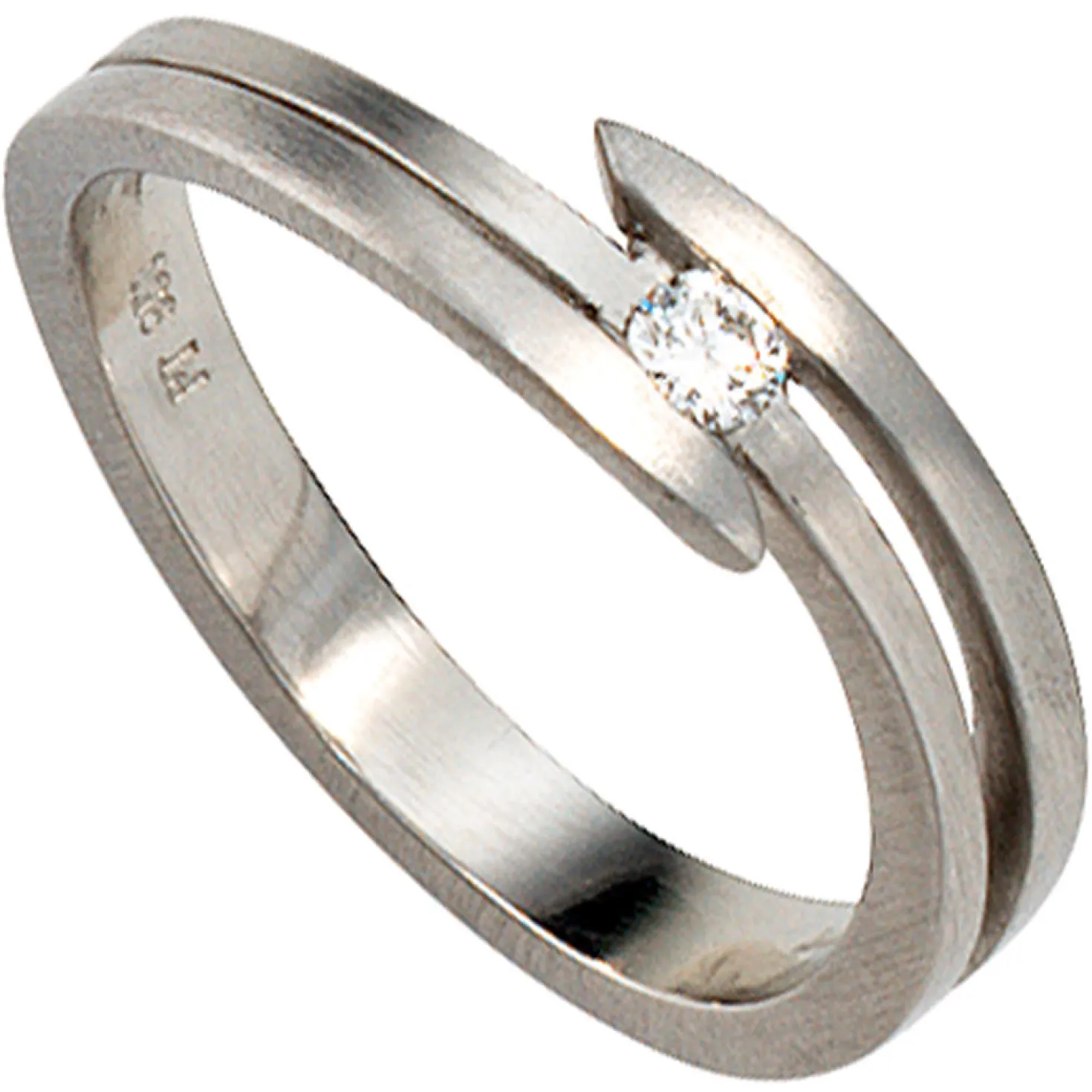 Ring Damenring mit 1 Diamant Brillant 0,09ct 950 Platin mattiert Platinring