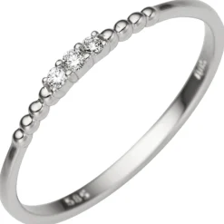 Ring Damenring mit 3 Diamant 0.05Ct Brillanten Kügelchen 585 Gold Weißgold
