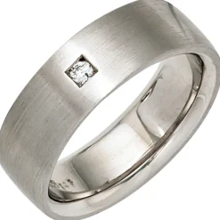 Ring Damenring mit Diamant 0.03Ct Brillant 925 Silber mattiert