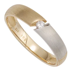 Ring Damenring mit Diamant 0.05Ct W/P1 Brillant 585 Gold Gelbgold matt Goldring