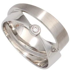 Ring Damenring mit Diamant 0.03Ct W/SI Brillant freigeformt 585 Gold Weißgold