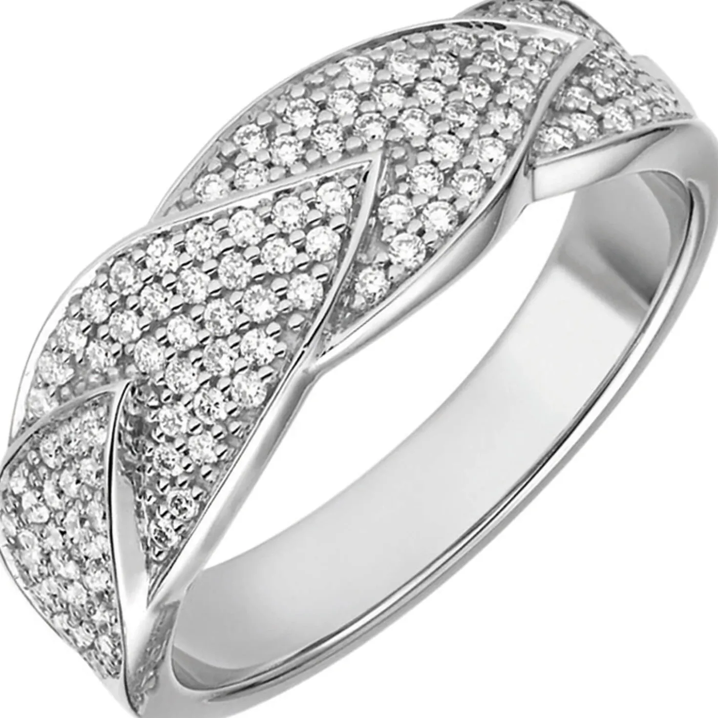 Ring Damenring mit 119 Diamanten Brillanten 0,45 Ct TW/VSI 585 Gold Weißgold