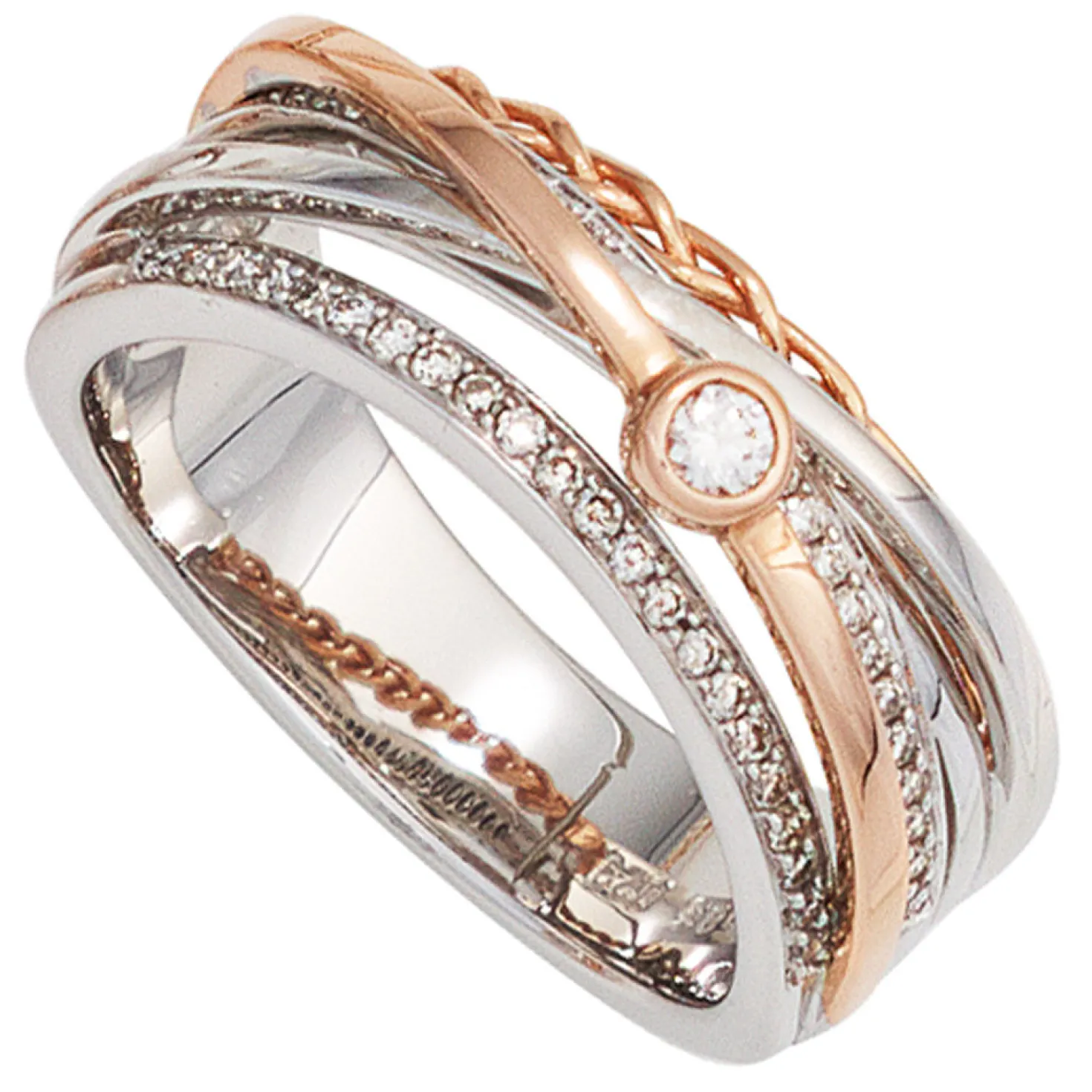 Ring Damenring mit 48 Diamanten 0.29Ct W/SI Brillanten 585 Gold Weißgold Rotgold