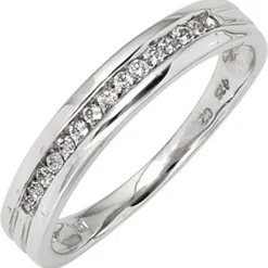Ring Damenring mit 15 Diamanten 0.15Ct W/SI Brillanten weiß 585 Gold Weißgold