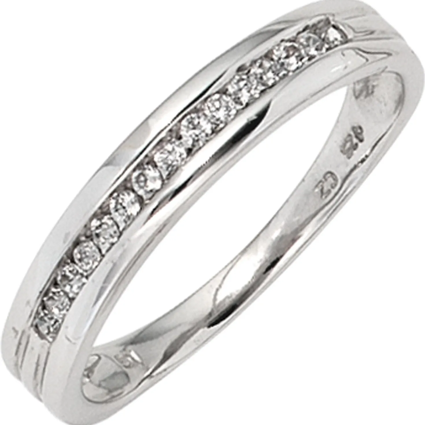 Ring Damenring mit 15 Diamanten 0.15Ct W/SI Brillanten weiß 585 Gold Weißgold