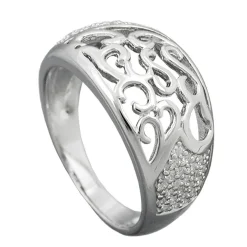 Ring Damenring mit Ornament Muster weiße Zirkonia 925 Silber