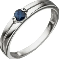 Ring Damenring mit Saphir Safir blau dunkelblau 333 Gold Weißgold Saphirring