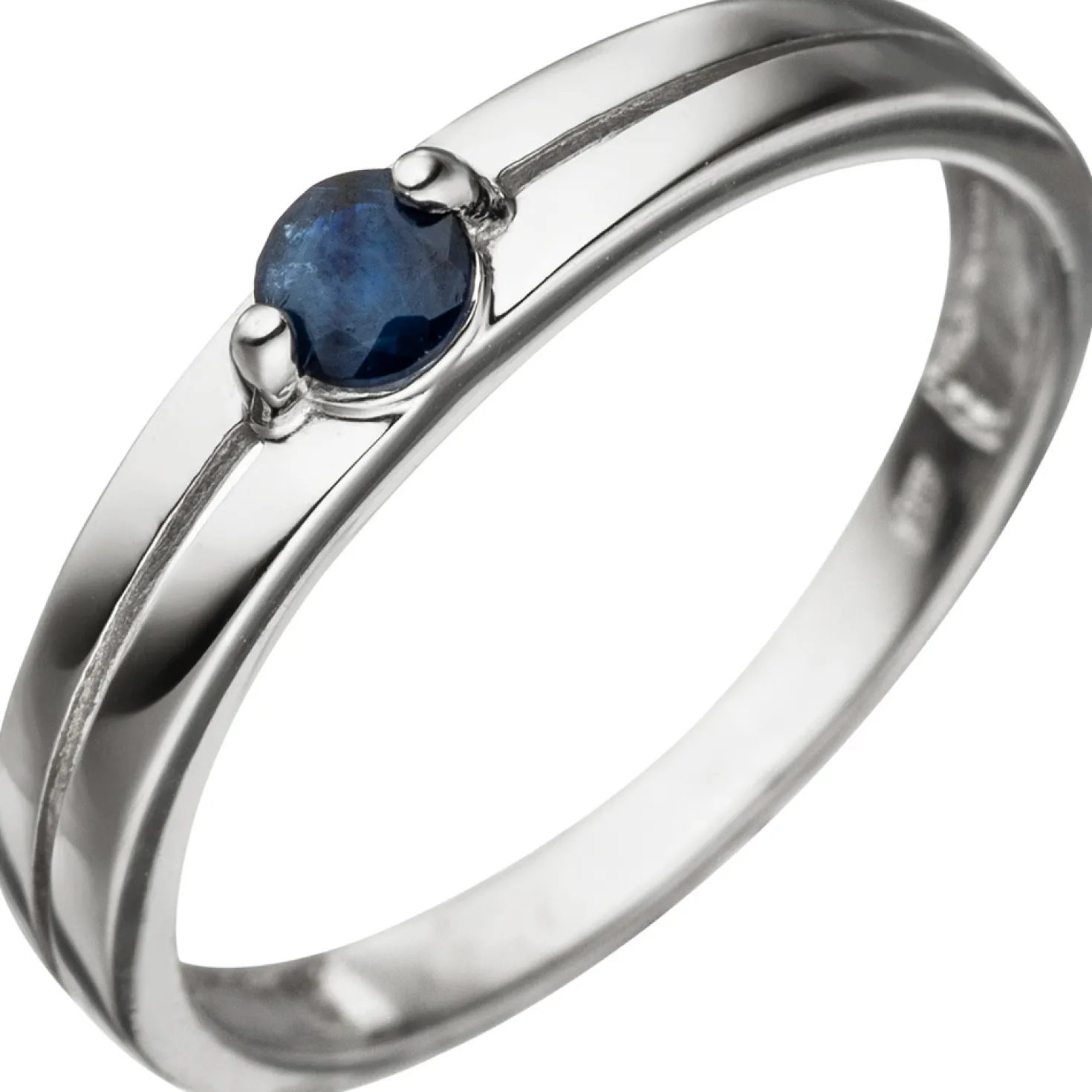 Ring Damenring mit Saphir Safir blau dunkelblau 333 Gold Weißgold Saphirring