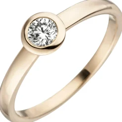 Ring Damenring mit Solitär Diamant 0.25Ct Brillant 585 Gold Gelbgold