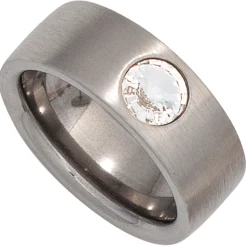 Ring Damenring mit Swarovski-Element, Solitär Edelstahl mattiert