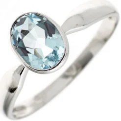 Ring Damenring mit Topas Blautopas 925 Silber Sterlingsilber oval