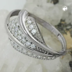 Ring Damenring mit vielen weißen Zirkonia besetzt 925 Silber