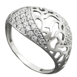 Ring Damenring mit vielen weißen Zirkonia gewölbt 925 Silber