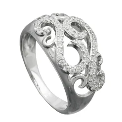 Ring Damenring mit weißen Zirkonia auf dem Muster 925 Silber