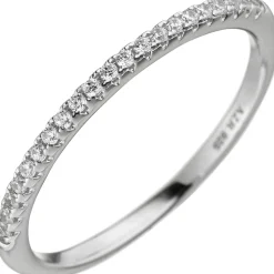 Ring Damenring mit weißen Zirkonia, schmal, 925 Silber Sterlingsilber Damen