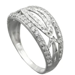 Ring Damenring mit weißen Zirkonia 925 Silber rhodiniert