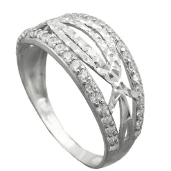Ring Damenring mit weißen Zirkonia 925 Silber rhodiniert