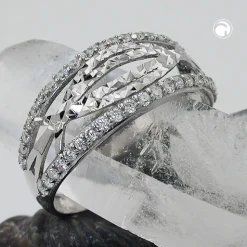 Ring Damenring mit weißen Zirkonia 925 Silber rhodiniert