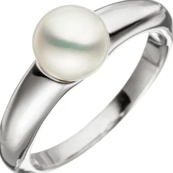 Ring Damenring mit weißer Süßwasser Perle 7-7,5mm Perlenring aus 925 Silber