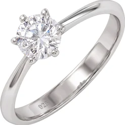 Ring Damenring mit Zirkonia in der Mitte, 925 Silber, Silberring