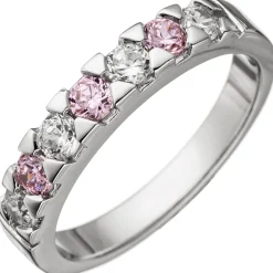 Ring Damenring mit Zirkonia rosa & weiß 925 Silber Fingerring Fingerschmuck