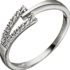 Ring Damenring mit 14 Zirkonia weiß, 333 Gold Weißgold Goldring Fingerring