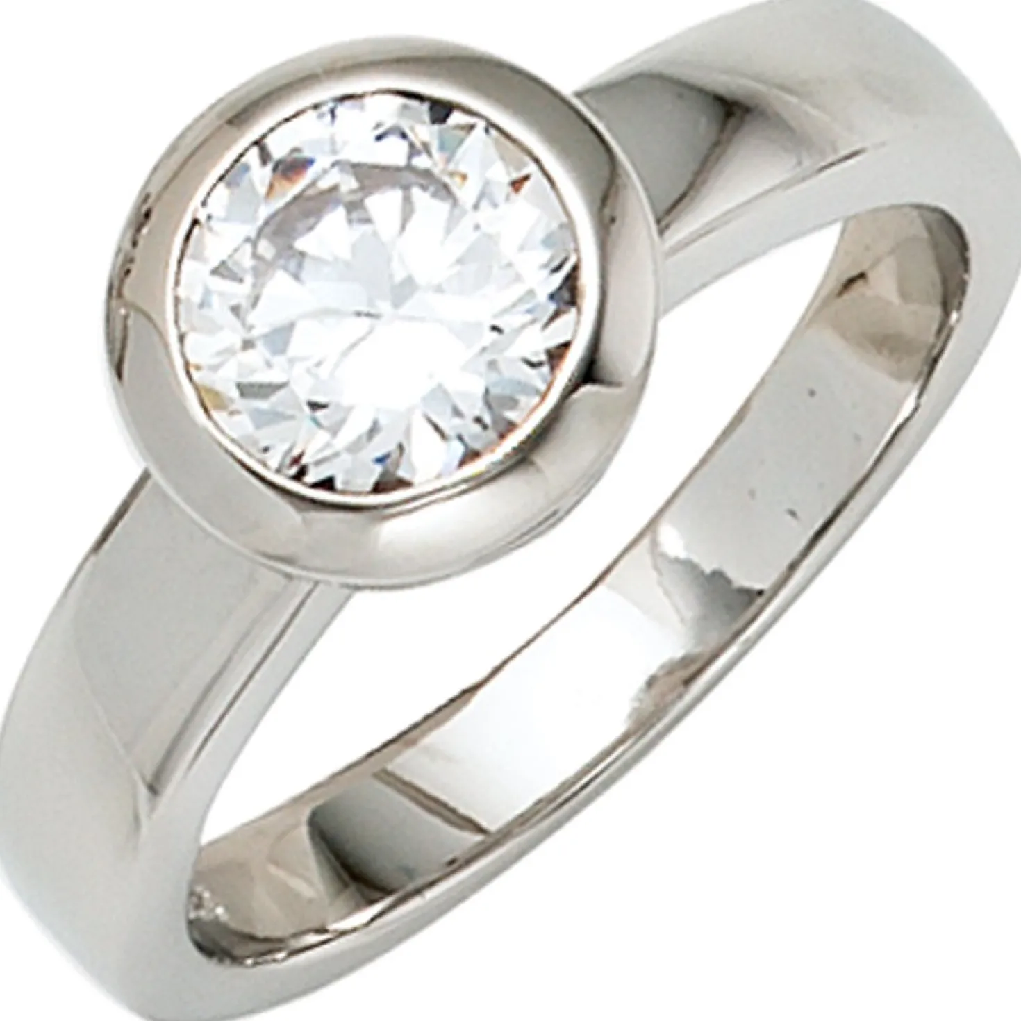 Ring Damenring mit Zirkonia weiß in der Mitte 925 Silber rhodiniert