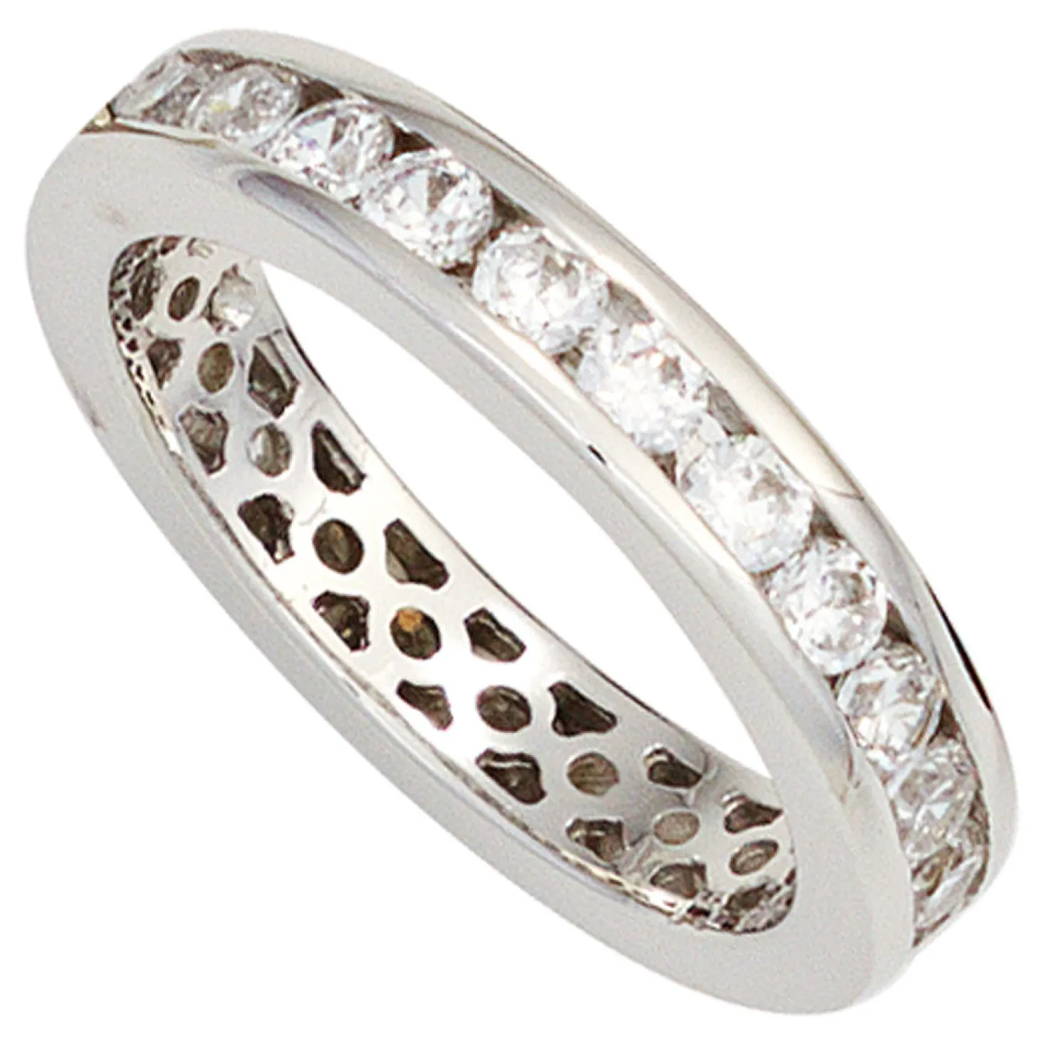 Ring Damenring mit Zirkonia weiß rundum 925 Silber glänzend Silberring