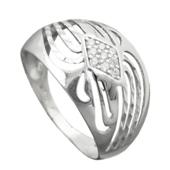 Ring Damenring Rhombus aus weißen Zirkonia 925 Silber