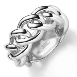 Ring Damenring Rund-Panzer aus 585 Gold Weißgold Breite 11mm