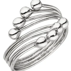 Ring Damenring Silberring 4-reihig mit Tropfen am Enden, 925 Sterling Silber