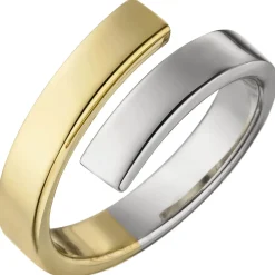 Ring Damenring Spirale, 925 Silber rhodiniert Hälfte gelbvergoldet Fingerschmuck