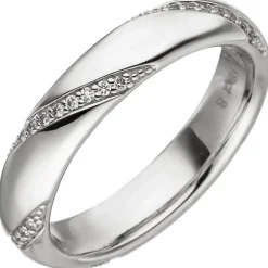 Ring Damenring Streife mit 40 Diamant 0.18Ct W/SI Brillanten 585 Gold Weißgold