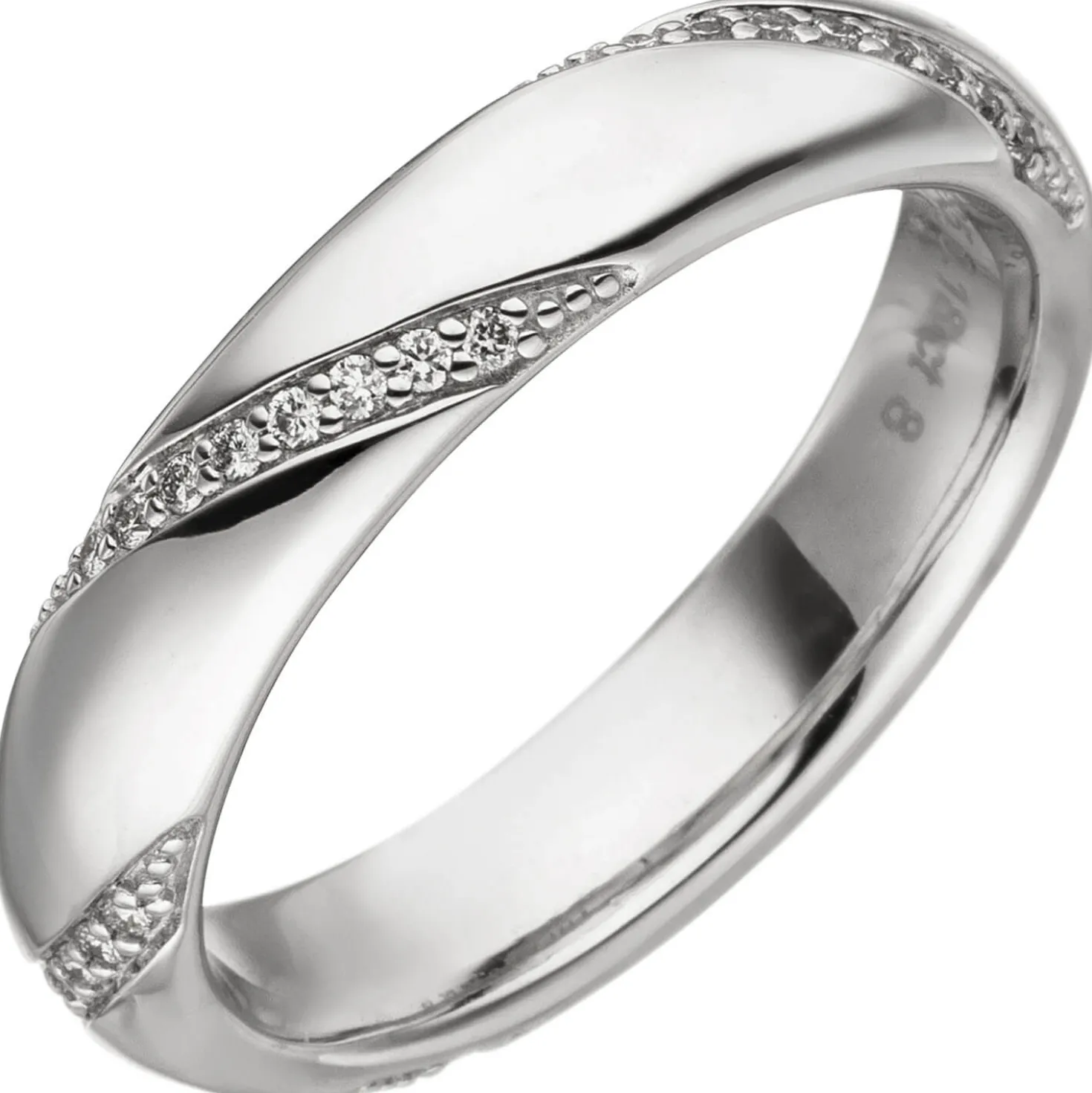 Ring Damenring Streife mit 40 Diamant 0.18Ct W/SI Brillanten 585 Gold Weißgold
