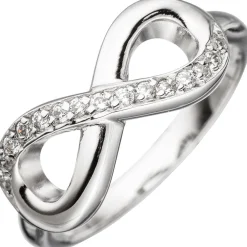 Ring Damenring Unendlichkeit 925 Sterling Silber rhodiniert mit Zirkonia weiß