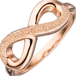Ring Damenring, Unendlichkeit Ziffer Acht 8, 925 Silber rotvergoldet Silberring