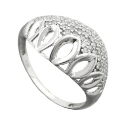 Ring Damenring weiße Zirkonia rundum gewölbt Muster 925 Silber
