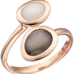 Ring Damenring zwei Mondsteine & 585 Gold Rotgold Goldring Edelsteinring