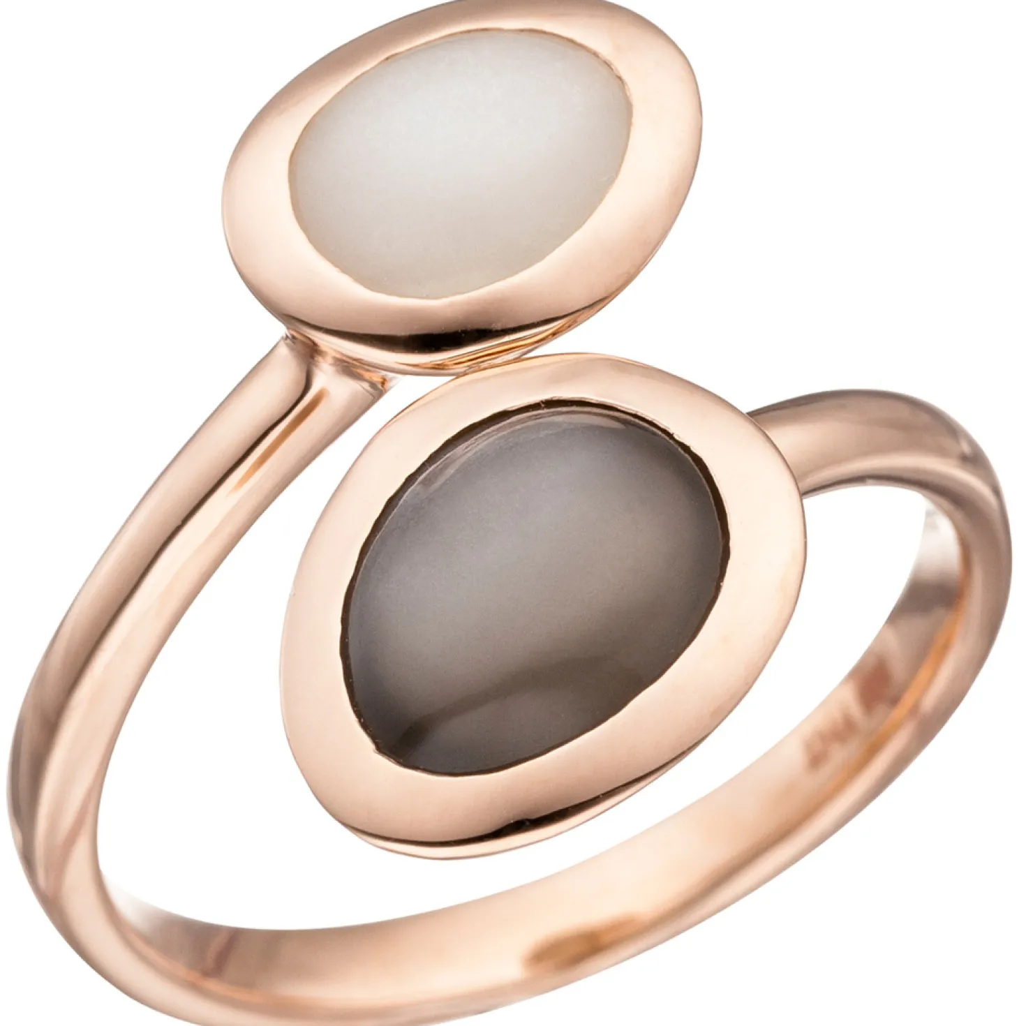 Ring Damenring zwei Mondsteine & 585 Gold Rotgold Goldring Edelsteinring