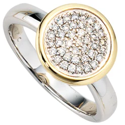 Ring 40 Diamant Brillanten 0.28Ct W/SI 585 Gold bicolor Damen