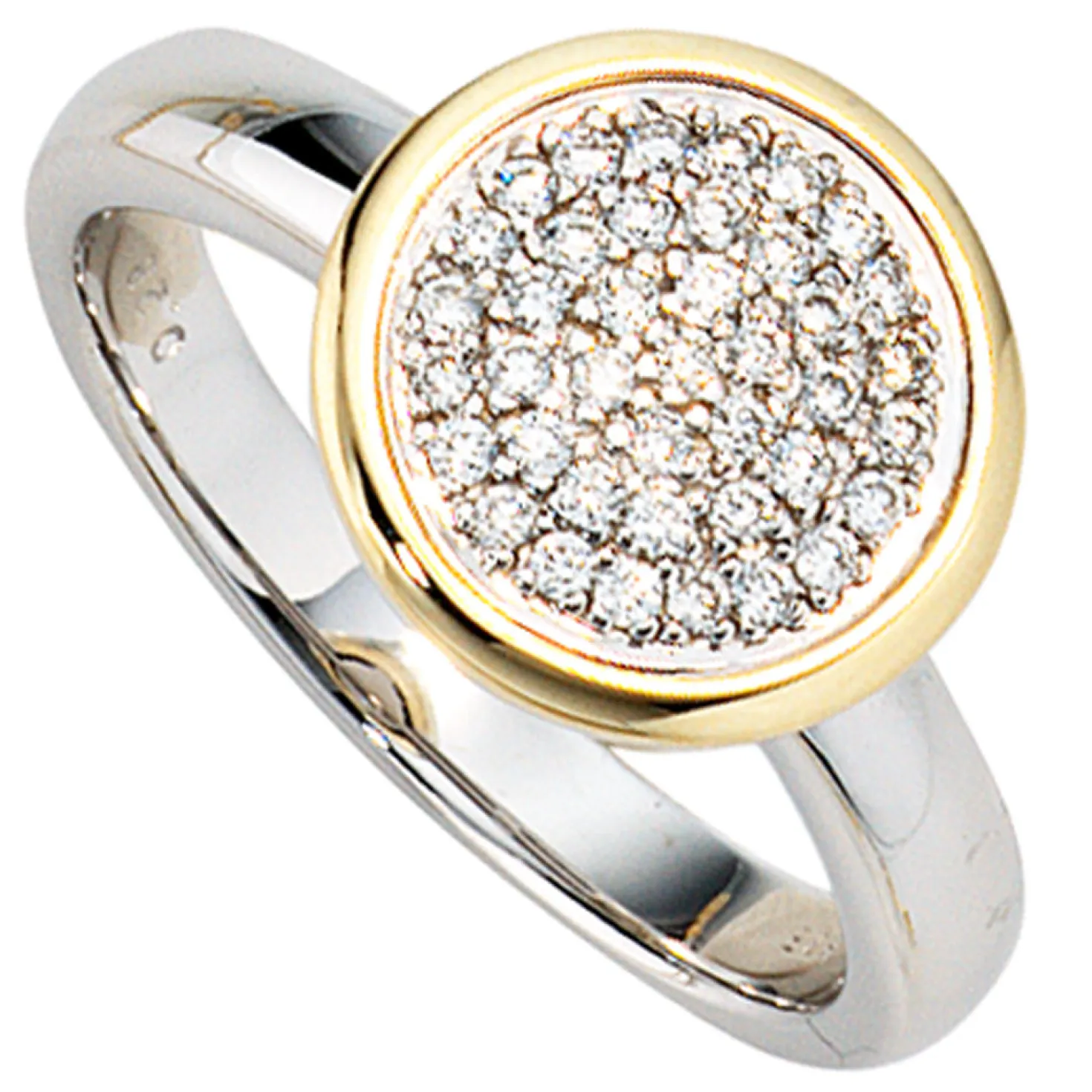 Ring 40 Diamant Brillanten 0.28Ct W/SI 585 Gold bicolor Damen