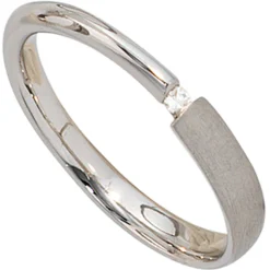 Ring Diamant 0.02Ct W/SI Brillant 925 Silber teilmattiert Damen
