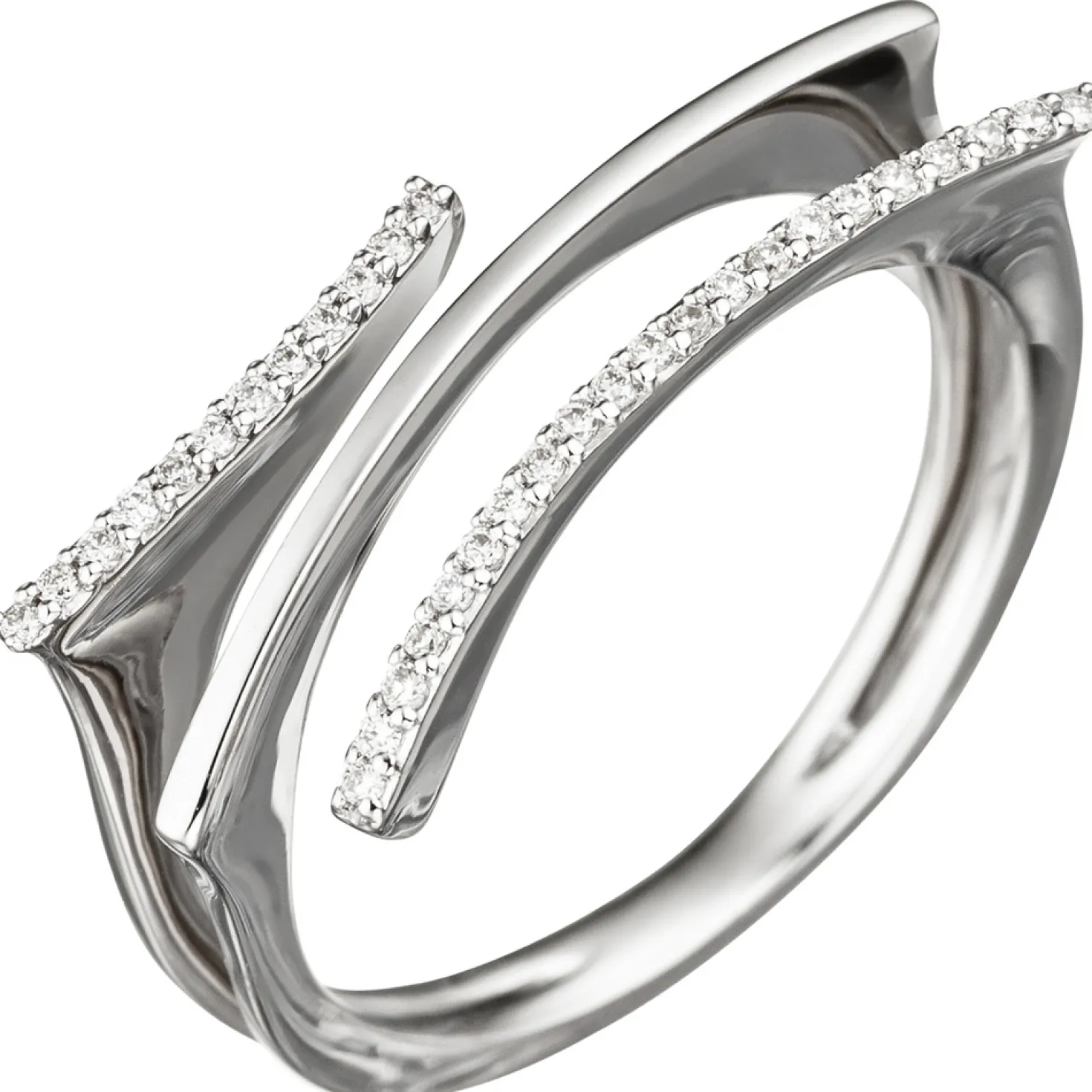 Ring 32 Diamanten Brillanten 0.1Ct W/SI 585 Gold Weißgold Diamantring