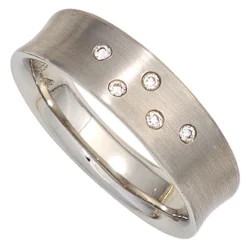 Ring 5 Diamanten Brillanten 0.06Ct W/SI 950 Platin mattiert Platinring