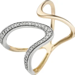 Ring 36 Diamanten 0.16Ct W/P1 Brillanten elegant 2-reihig 585 Gold Gelbgold