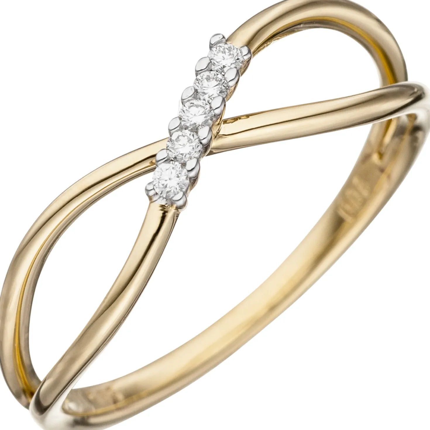 Ring 5 Diamanten 0.06Ct W/SI Brillanten 585 Gold Gelbgold Unendlichkeit Zeichen